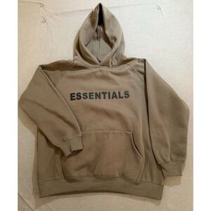 Fear Of God ESSENTIALS Sweatshirt Mens Large Beige Pullover Long Sleeves Hoodie.